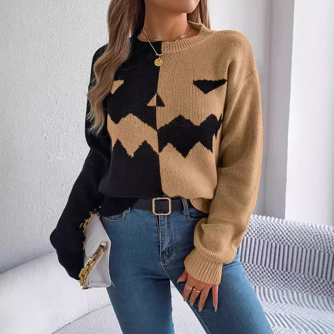 Pull femme à motif graphique moderne ✨