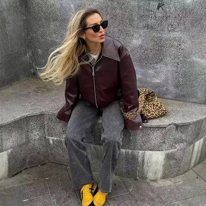 Veste moderne effet cuir pour femme ✨
