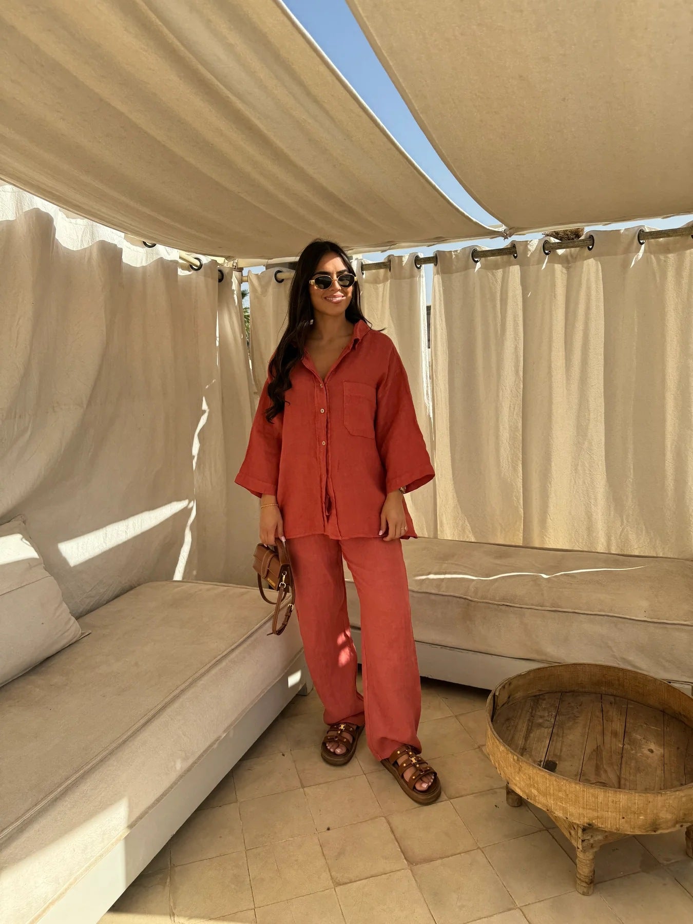 Ensemble femme décontracté chemise et pantalon fluide ✨