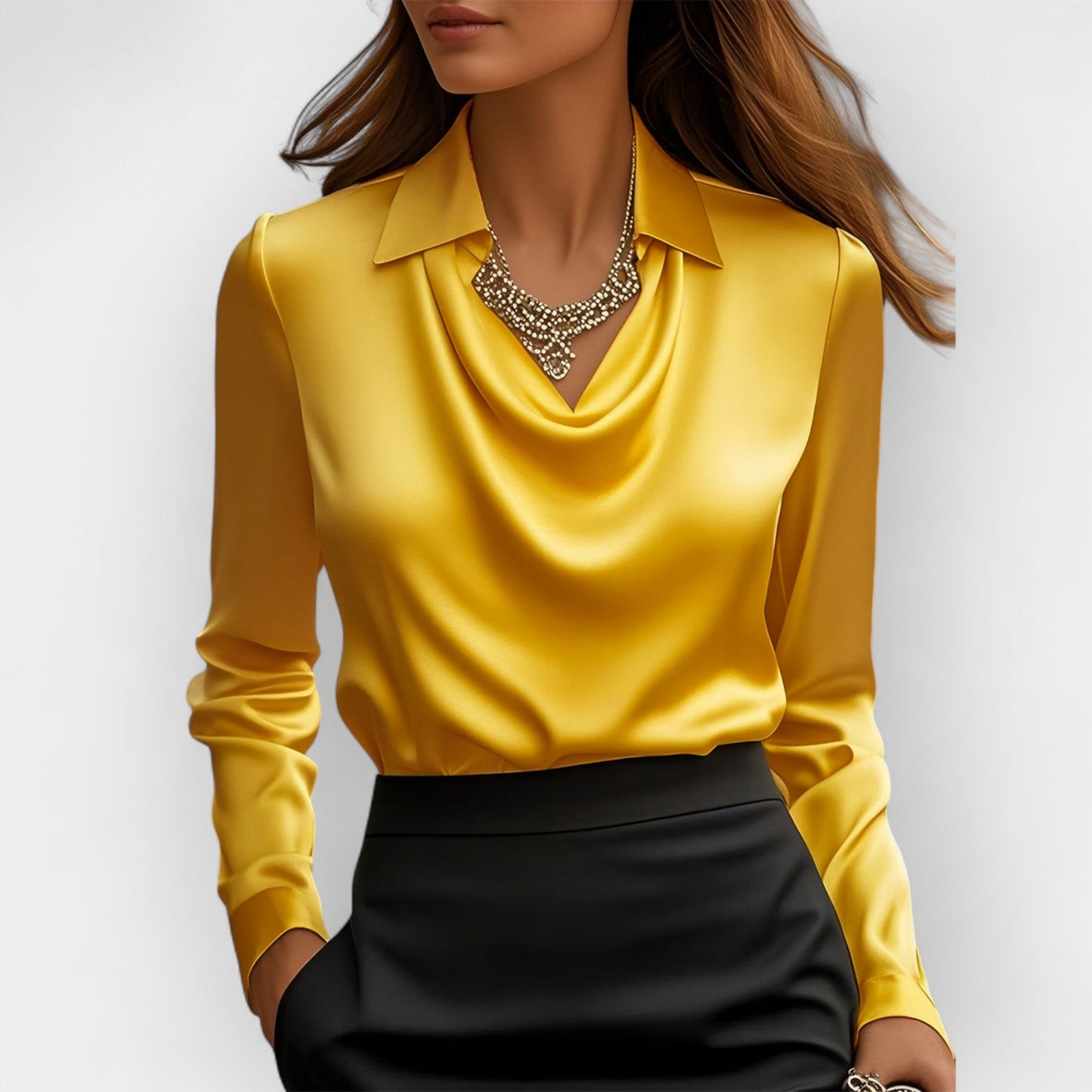 Blouse élégante à col drapé pour femme ✨