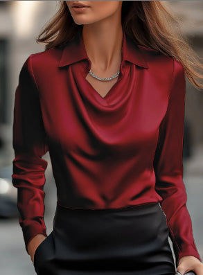 Blouse élégante à col drapé pour femme ✨