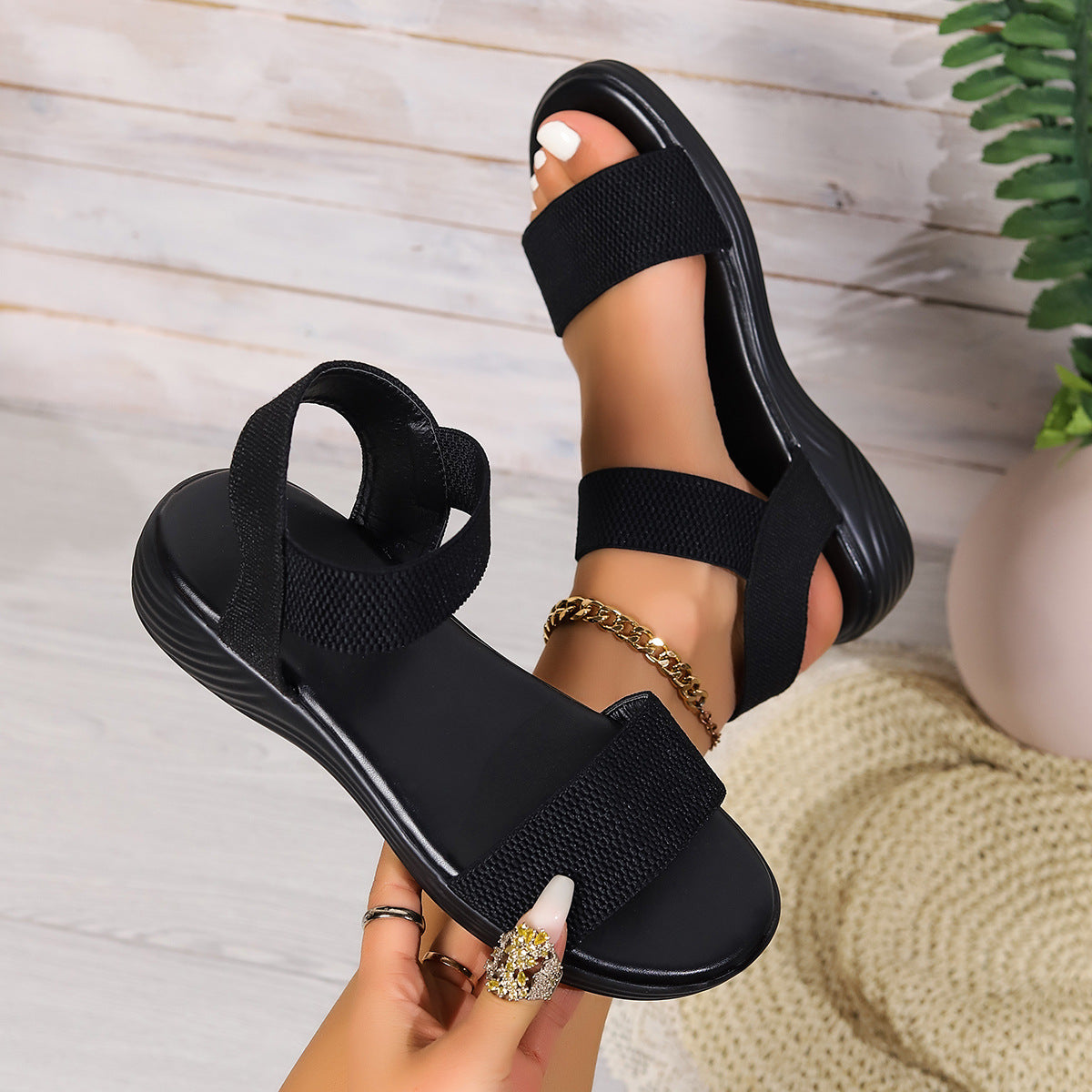 Sandales confortables à brides larges pour femme ✨