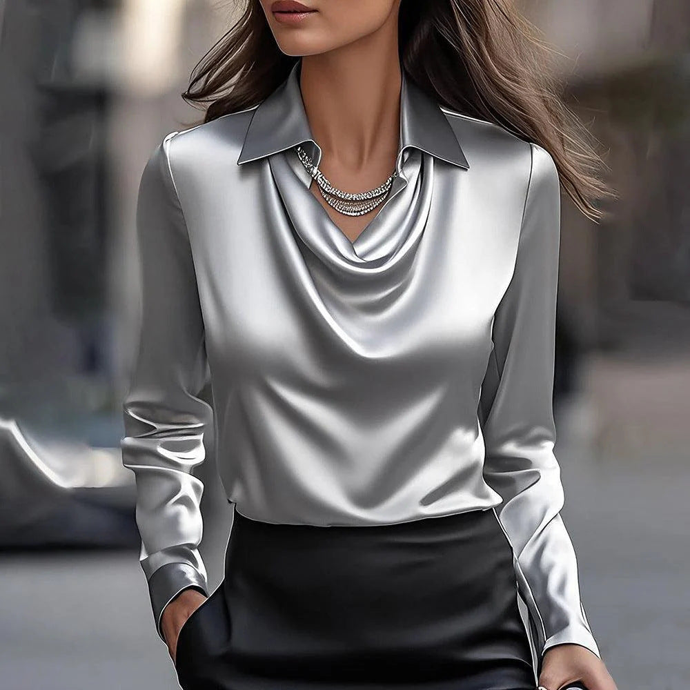 Blouse élégante à col drapé pour femme ✨
