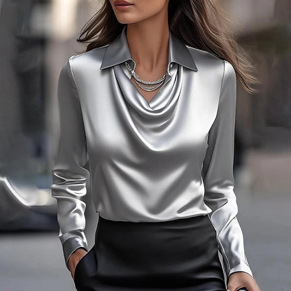 Blouse élégante à col drapé pour femme ✨