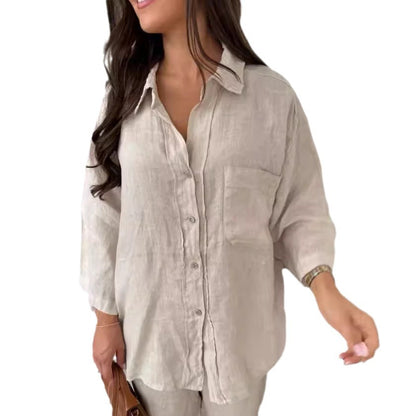 Ensemble femme décontracté chemise et pantalon fluide ✨