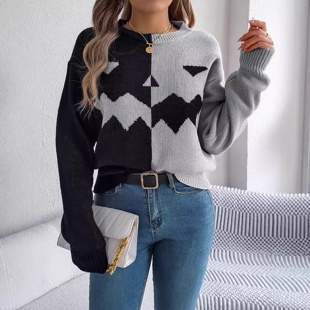 Pull femme à motif graphique moderne ✨
