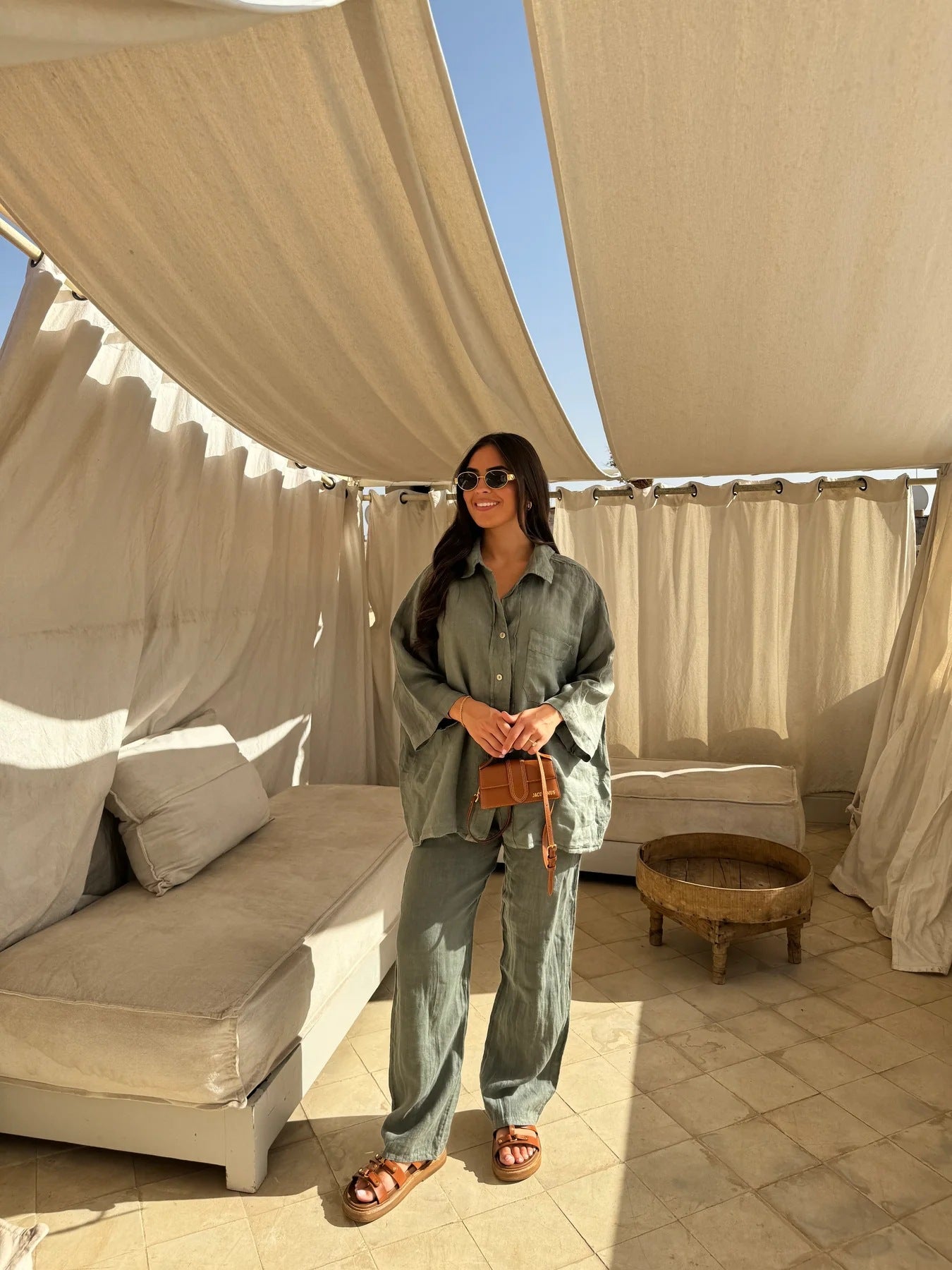 Ensemble femme décontracté chemise et pantalon fluide ✨